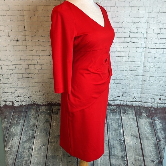 DIANE VON FURSTENBURG DVF Bevin 3/4 Sleeve Dress Cherry Red 8 Old Money Office - Picture 6 of 16